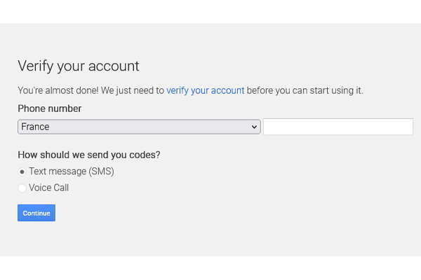 Confirm the account and note the code sent